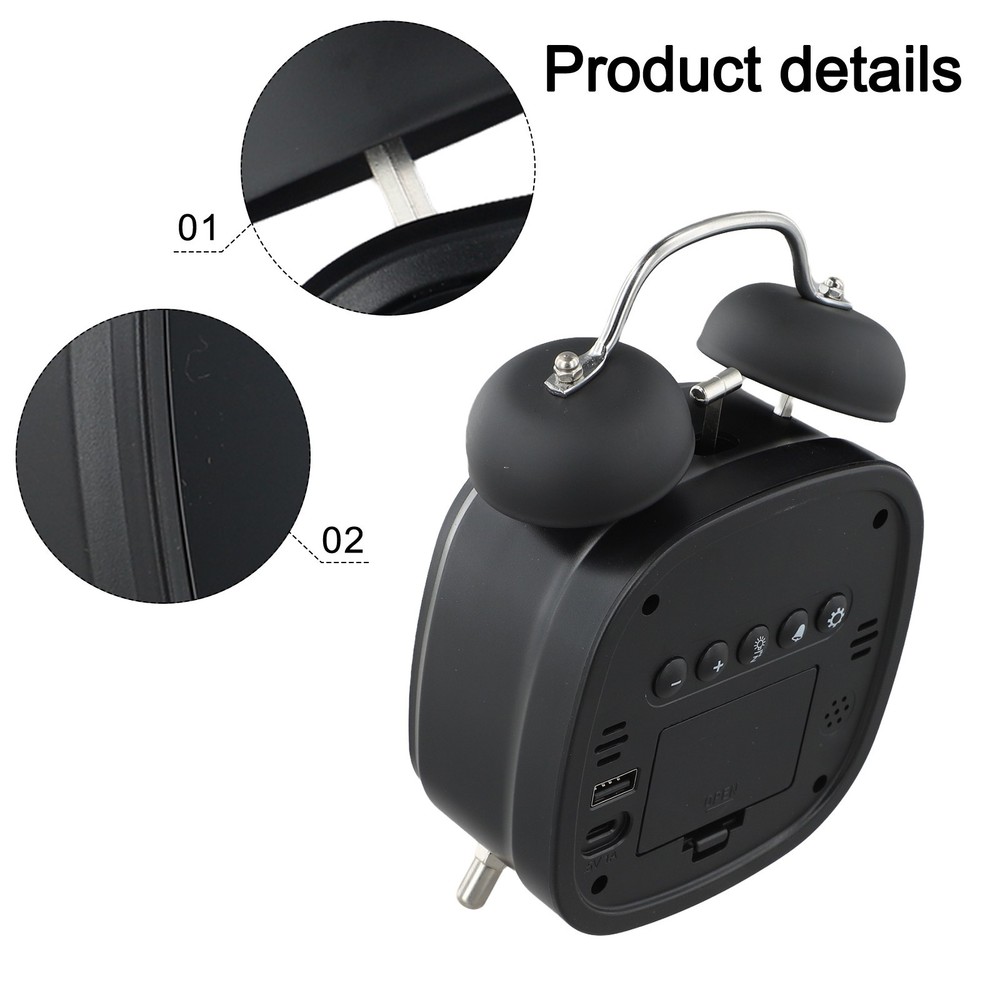 Peaceful Environment Digital Clock USB Powered Alarm Mechanical Ringing Sound