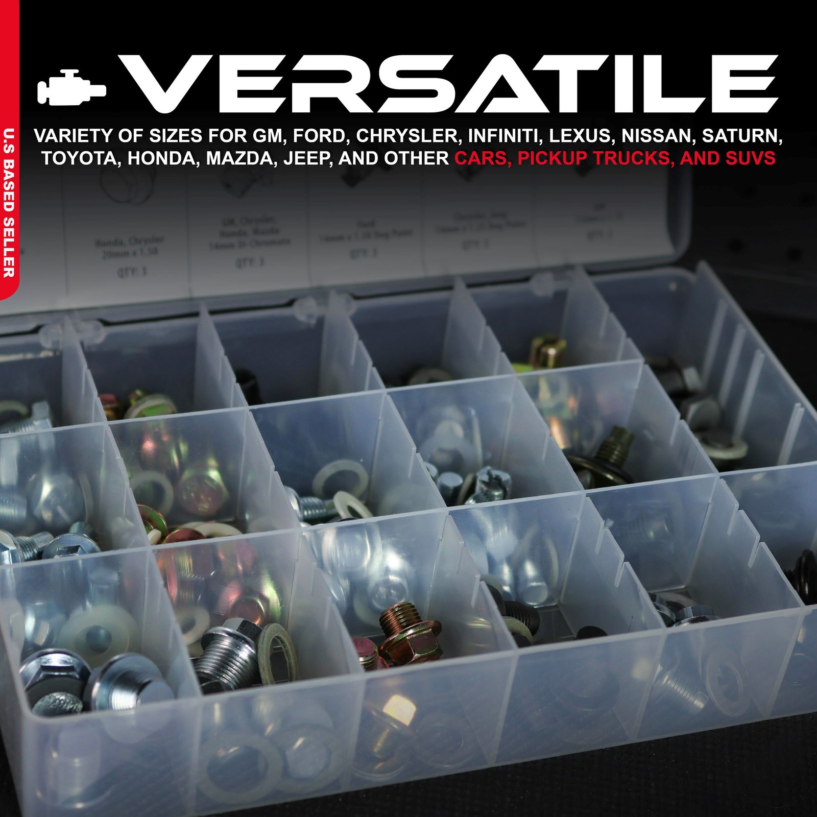 ABN Oil Drain Plug 76-Piece SAE & Metric Plugs & Washer Gasket Assortment Set