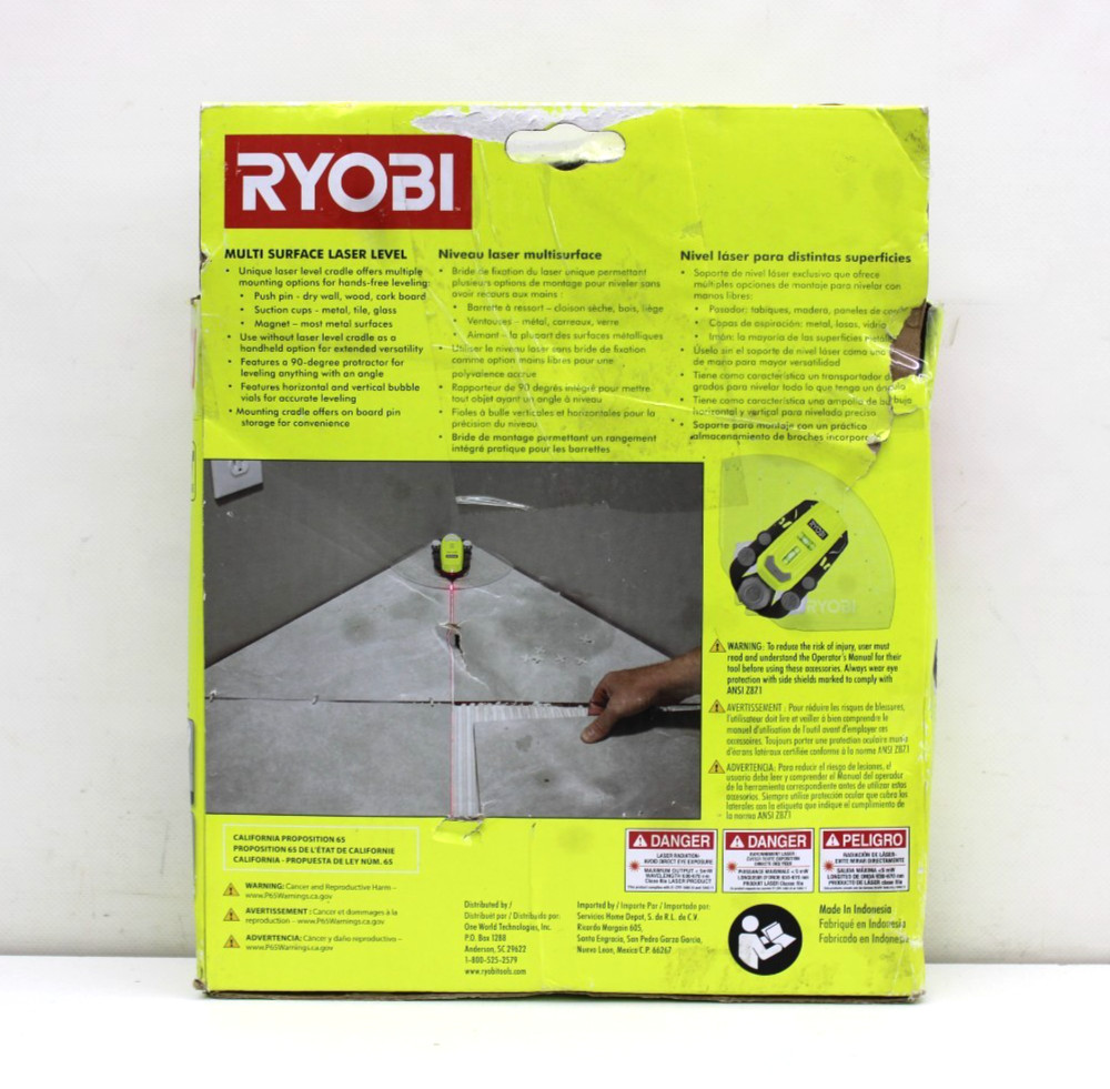 Ryobi Multi Surface Laser Level - ELL1750 20 ft. laser range Open Box