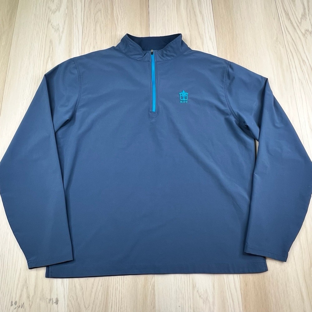 Peter Millar Wind 1/4 Zip Pullover Men’s Size L Large Blue RICC Logo