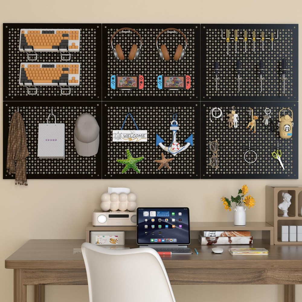 Metal Pegboard Kit with Accessories - Wall Organizer Tool Storage System