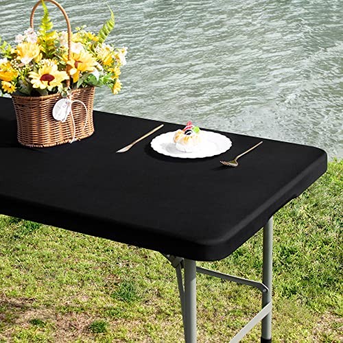 Rectangle 4ft Fitted Table Cover Elastic 48" x 23" (Rectangular) Black
