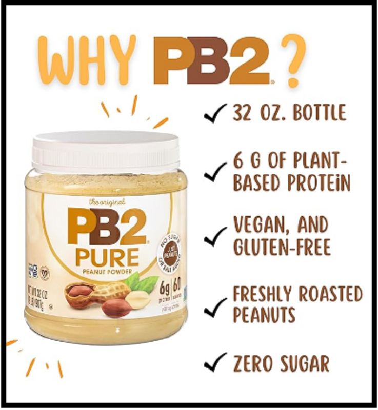 PB2 Pure Peanut Butter Powder - 2 lb/32 oz Jar - No Added Sugar No Added Salt...