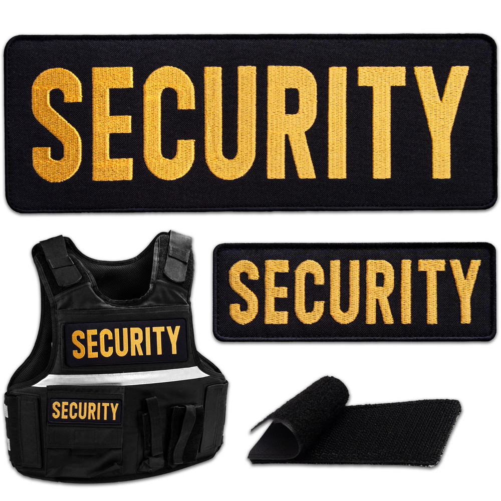 2-Piece Embroidered Security Patch for Vest, Jacket, Hook & Loop, Large & Small