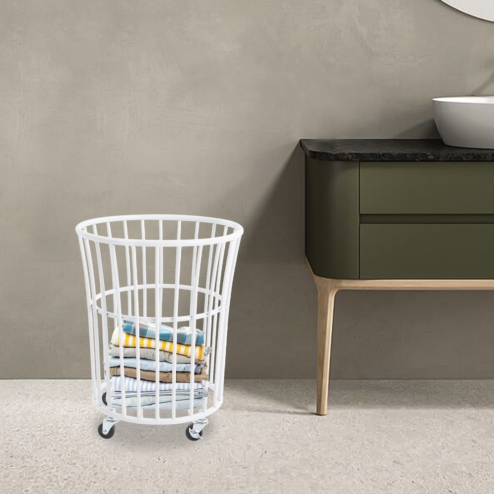 Ventilated Laundry Basket with Locking Wheels - Stylish and Durable Design