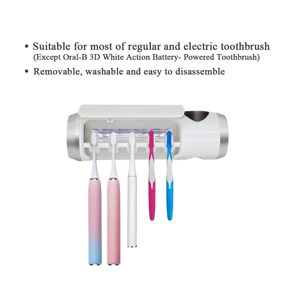 Toothbrush Holder Cleaner with Fan Drying & 6min Timing Function, 5 Toothbrus...