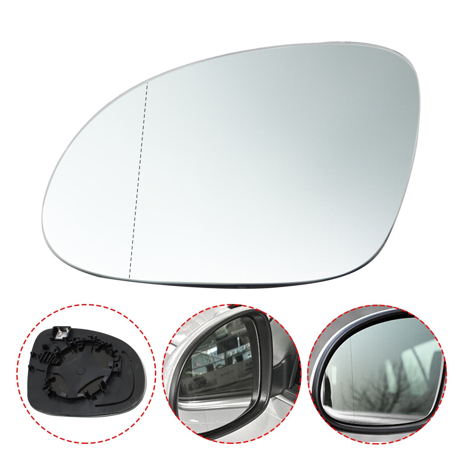 Driver Left Side Mirror Glass w/Backing Plate Heated for VW Tiguan NEW 2009-2017