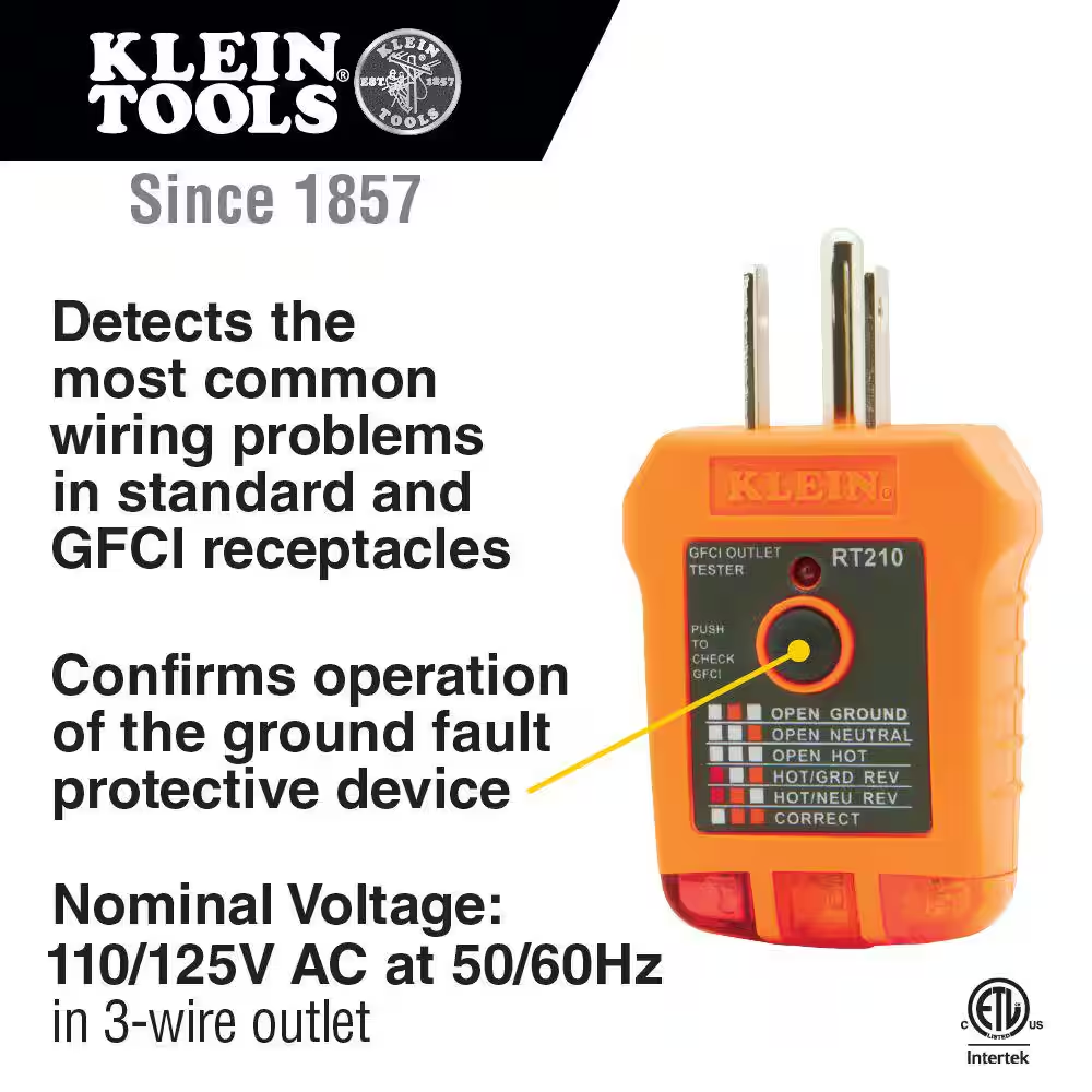 NEW Durable Klein Tools Standard/GFCI Outlet Tester Detect Wiring Problems