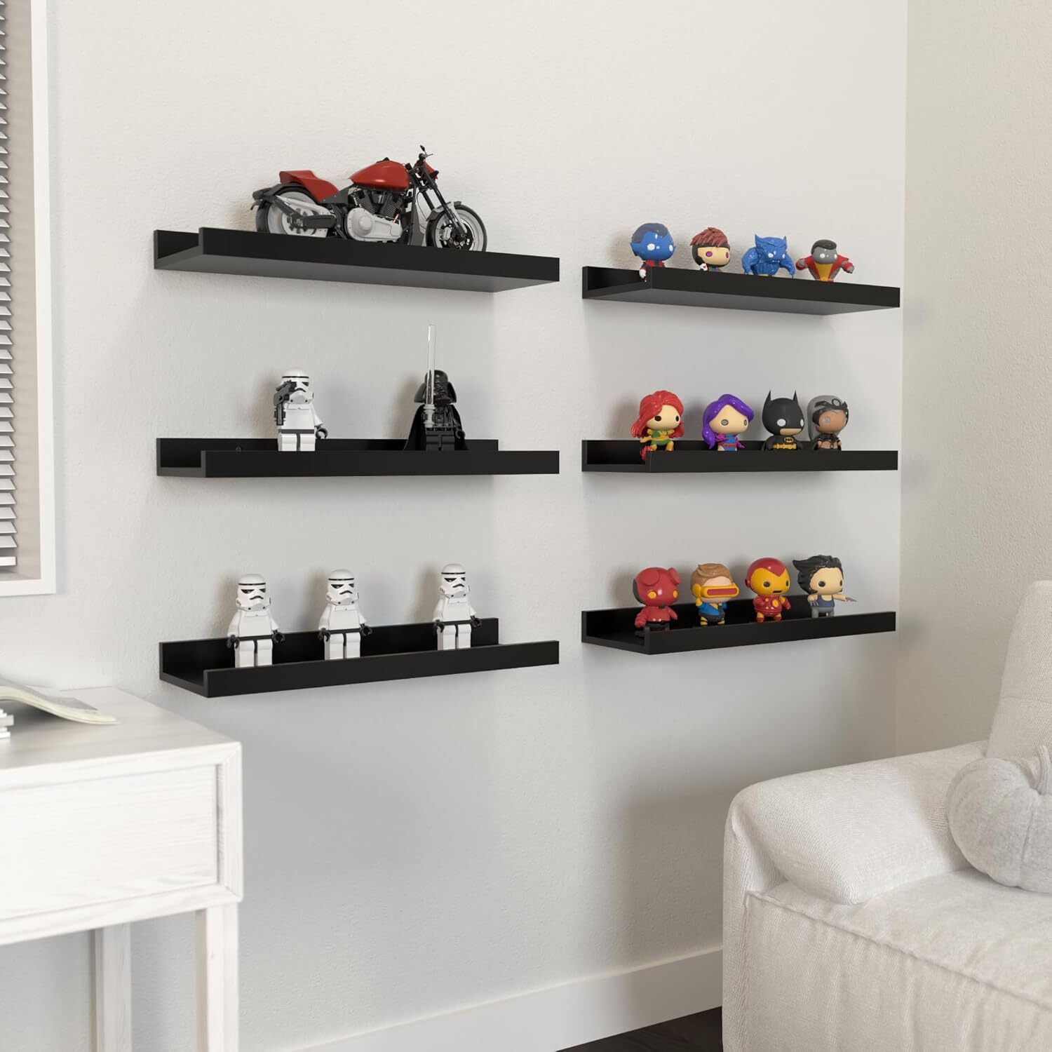 6 Pack Floating Wall Shelves, Display Shelves for Home Decoration
