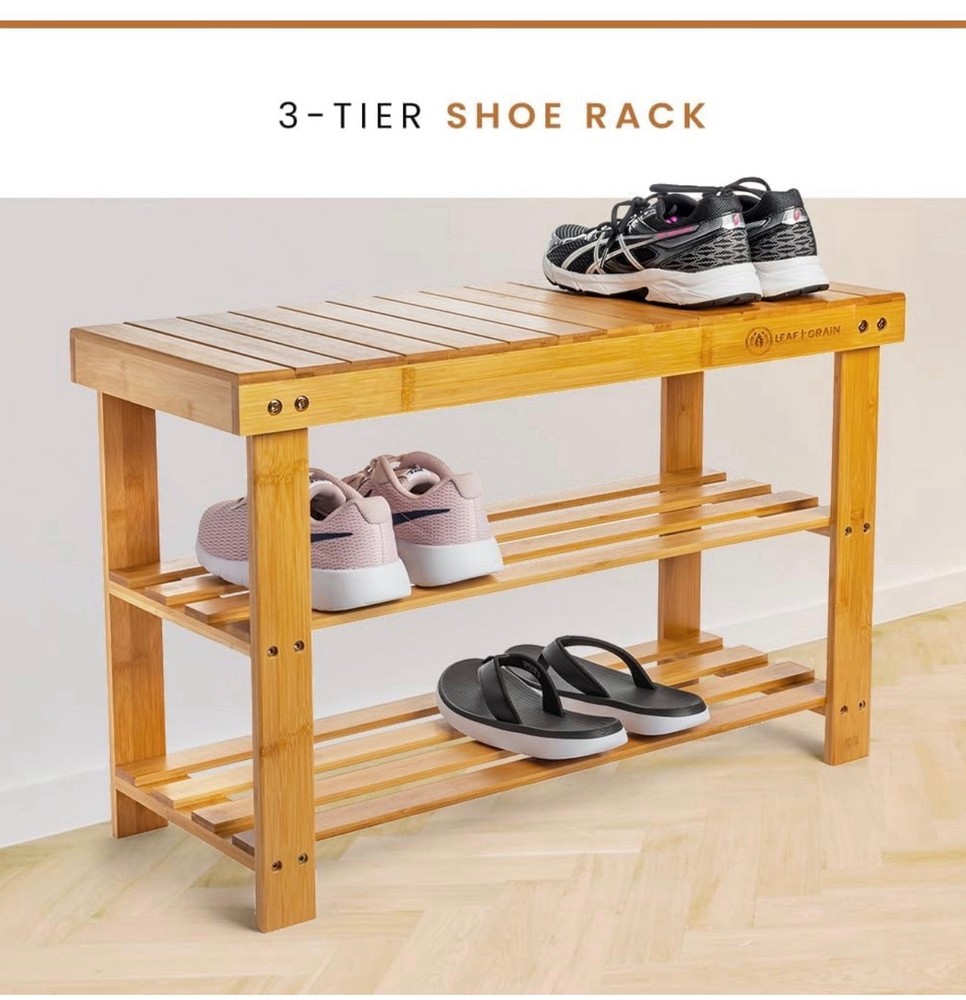 Leaf & Grain Bamboo Shoe Rack