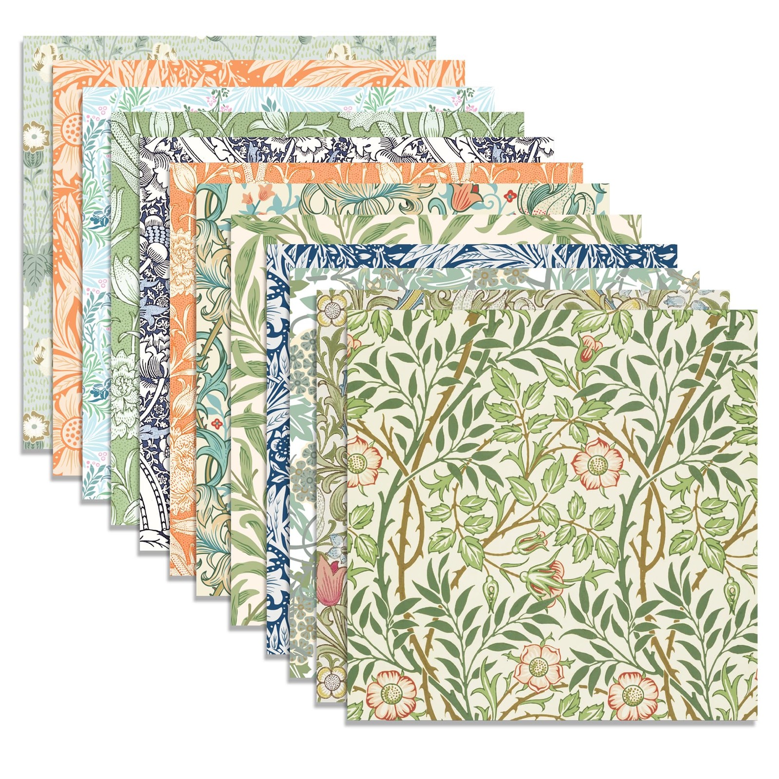 24 Sheets William Morris Scrapbook Paper Pad Double-Sided Vintage white