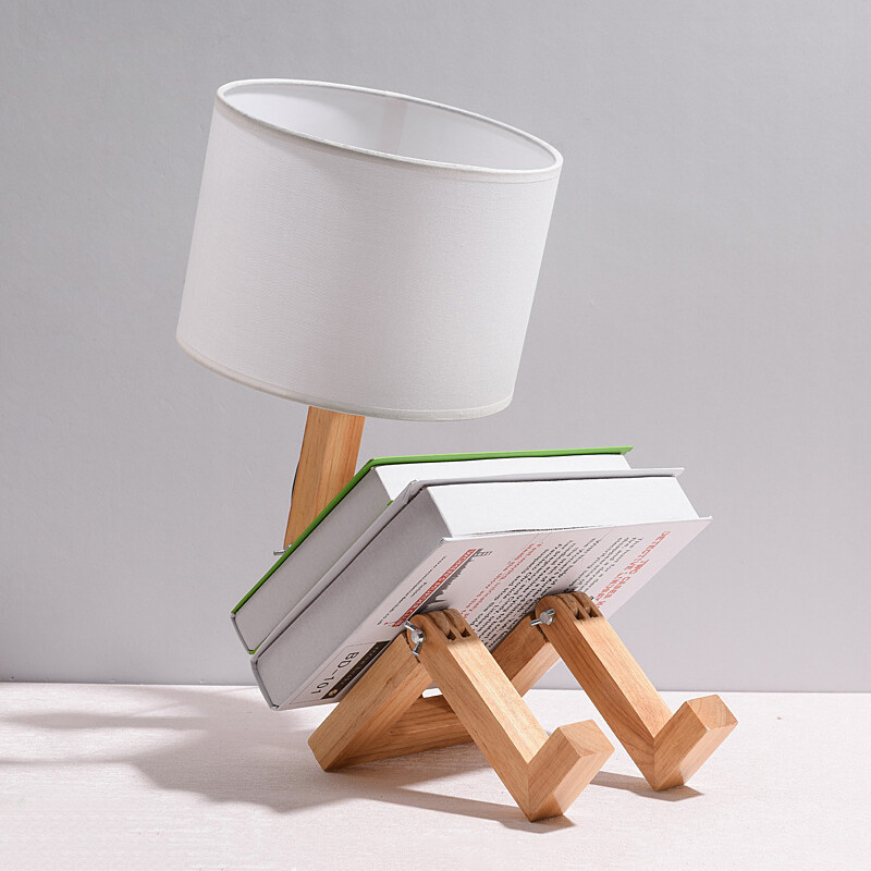 7W LED Adjustable Table Light Wooden Bedside Night Lamp E27/E26 Bulb Switch Plug