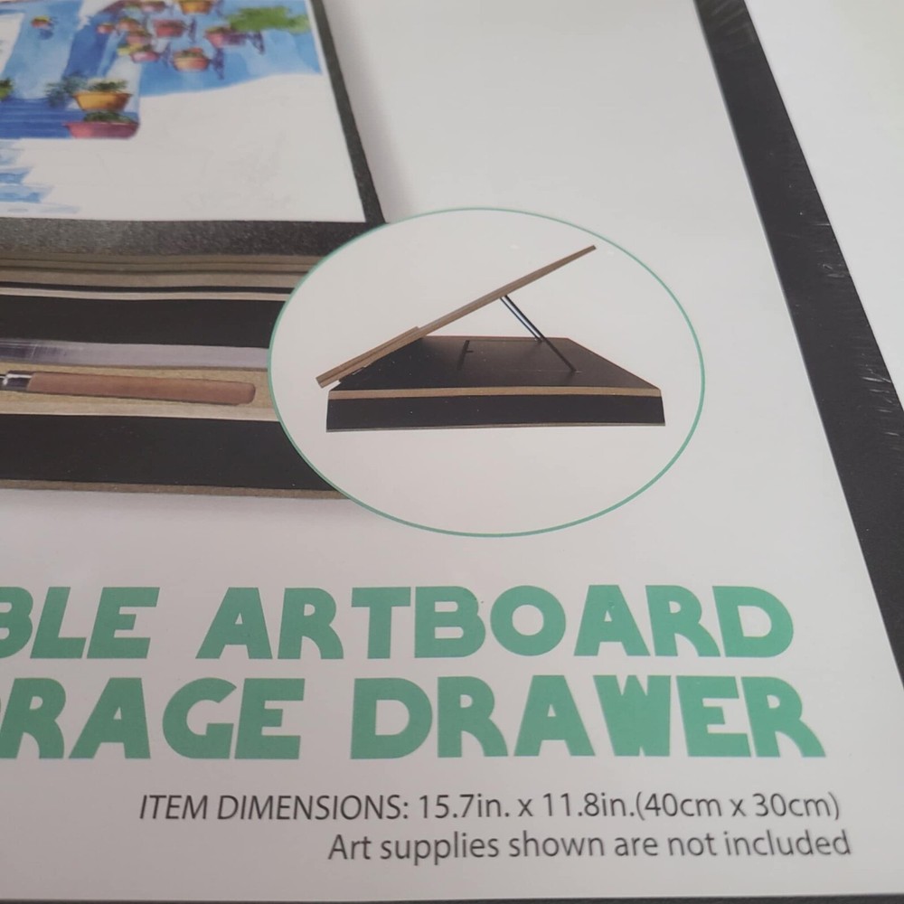 Adjustable art board black with storage drawer containing 2 compartments New