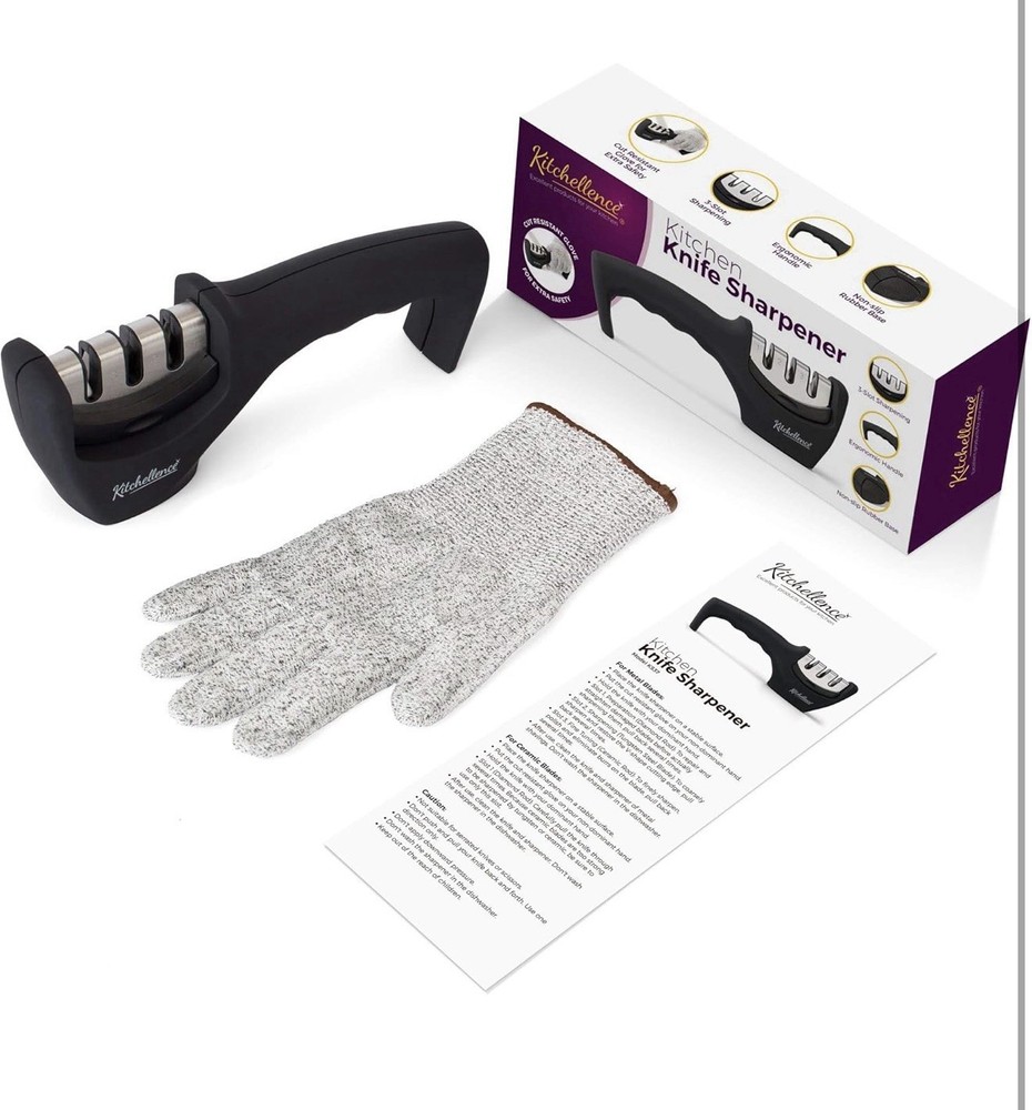 Kitchellence 4-in-1 Three Stage Knife Sharpener Tool New