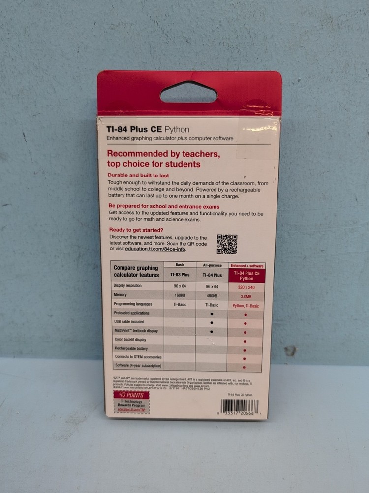Texas Instruments TI-84 Plus CE Python Graphing Calculator Matte-matic Black