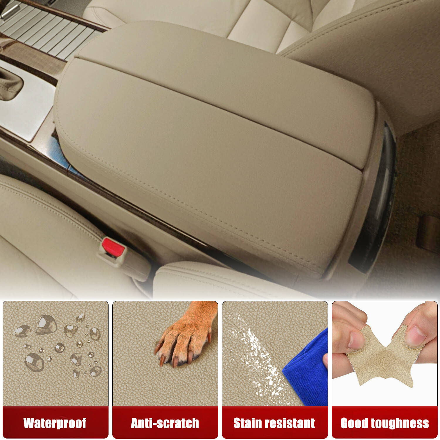 Fit 2007-2013 Acura MDX Leather Center Console Lid Armrest Cover Beige Parchment