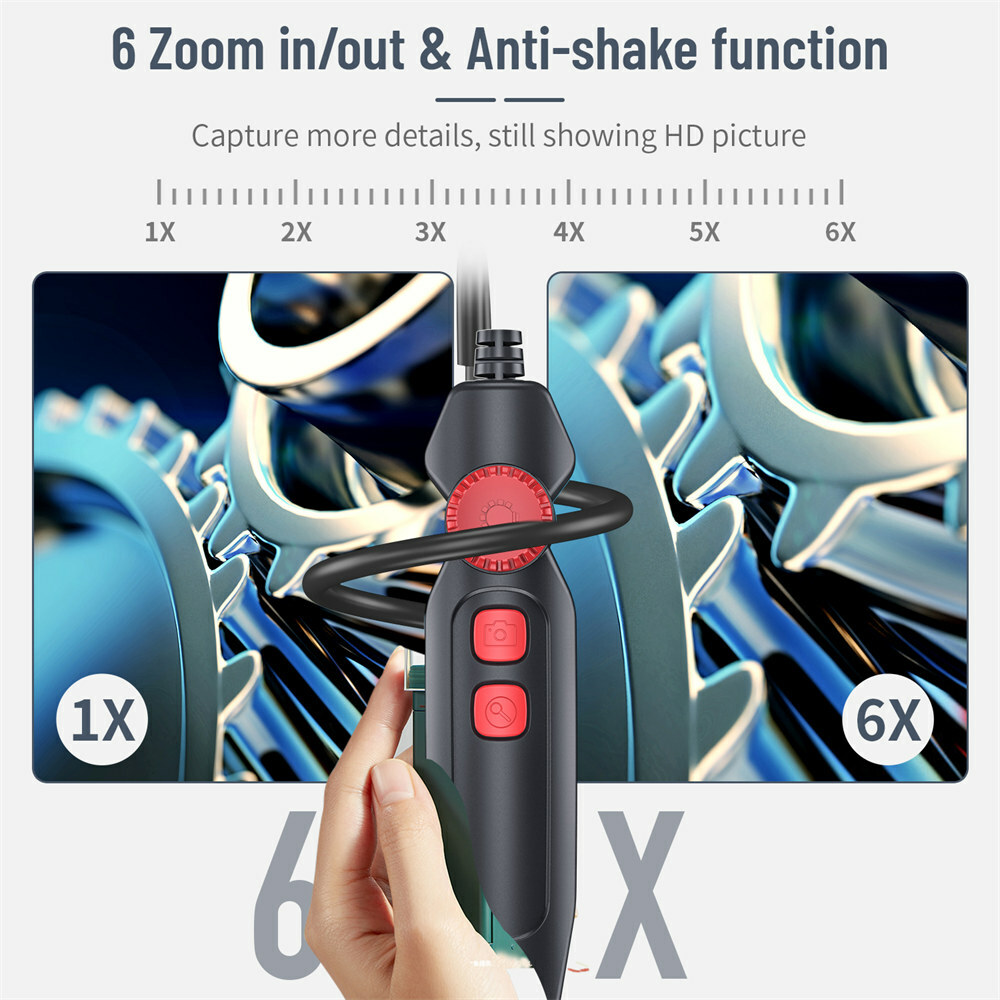 90°Steering Industrial Endoscope Camera 7"IPS Screen Semi-Rigid Borescope Camera