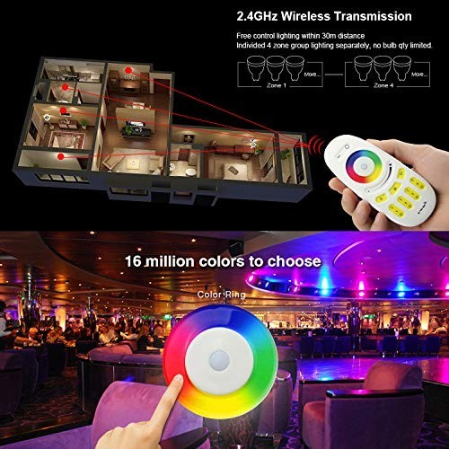 Wireless RGBW LED Controller Kit - 4 Zone Remote, Wi-Fi Compatible, 4CH Multicol