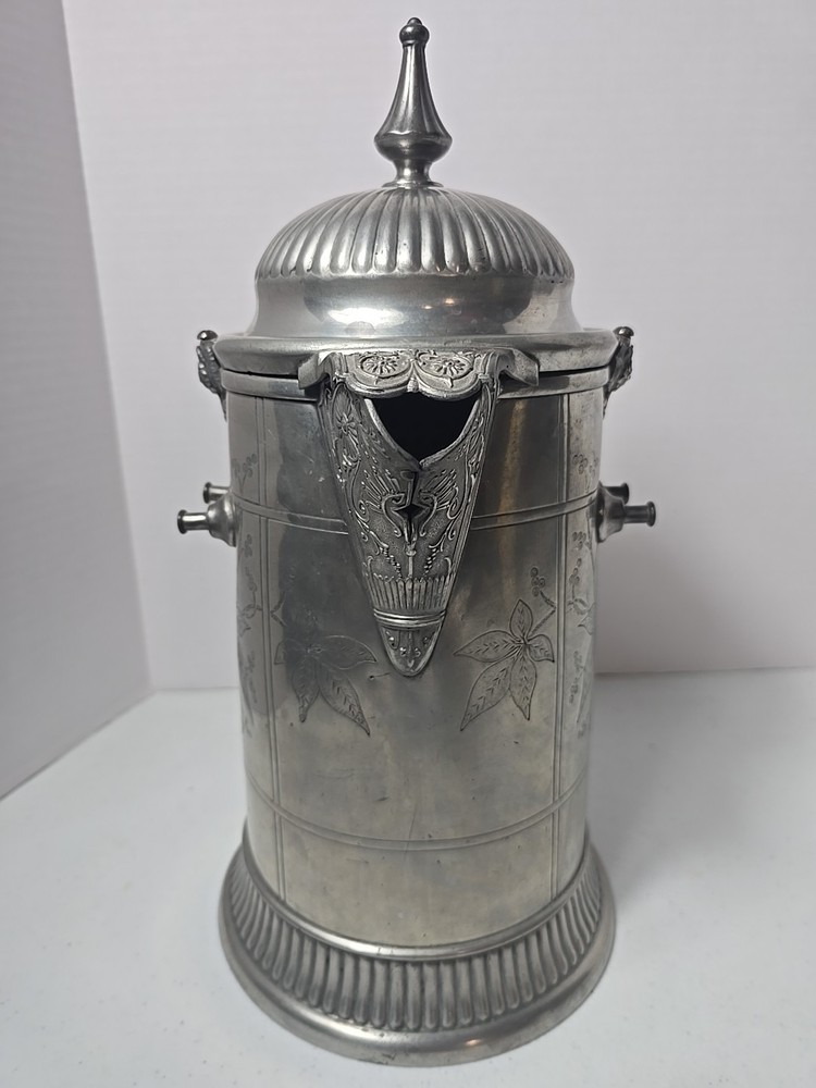 Antique 1879 Silver Plated Reed & Barton Coffee Ice Pitcher 14"