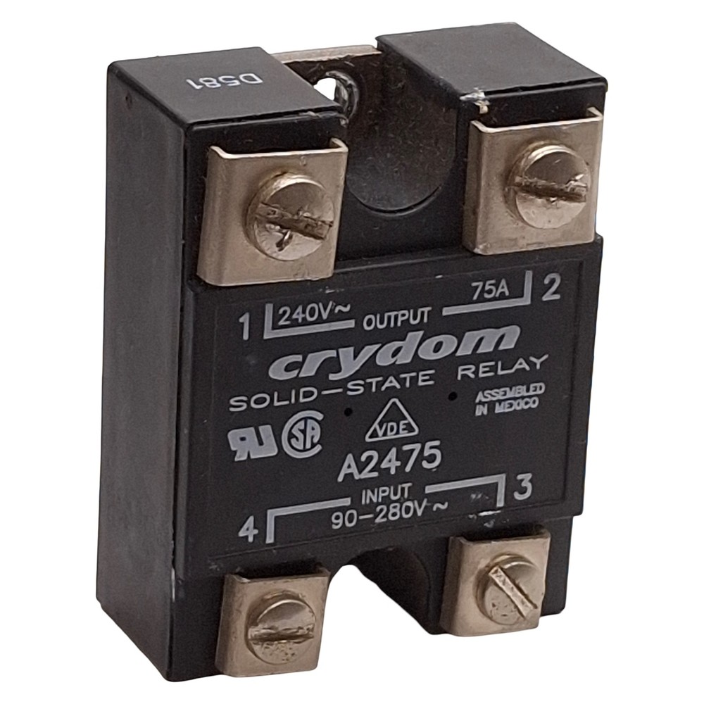 Crydom A2475 Solid-State Relay, SPST-NO, 90-280VAC Input, 75A 240VAC Output