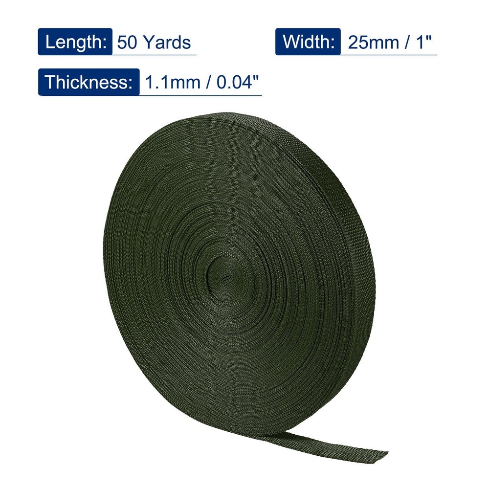 Lightweight Polypropylene Webbing Strap 1" 50 Yards Army Green Strapping