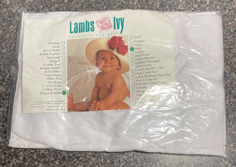 Crib Sheet by Lambs & Ivy Plain White Vintage