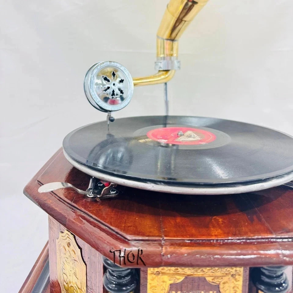 Antique Gramophone, Fully Functional Working Phonograph, win-up record player