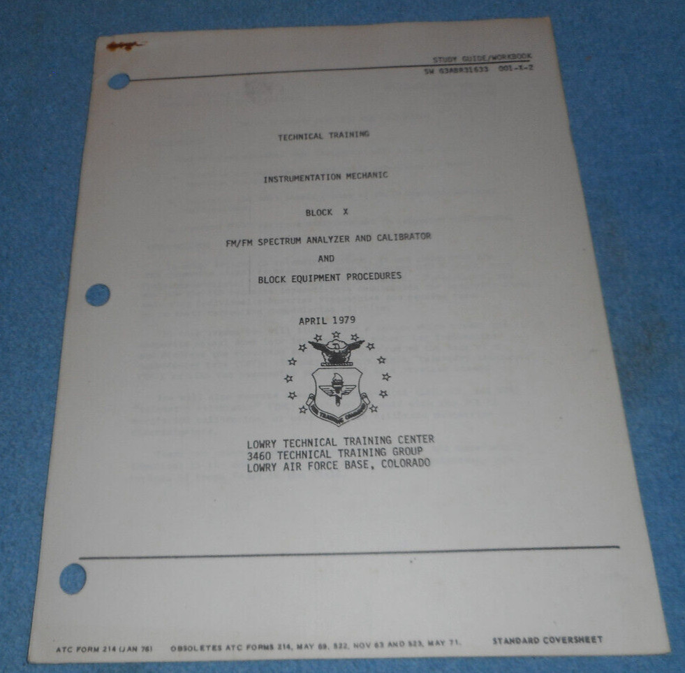 1979 US Air Force Technical Training Guide FM/FM Spectrum Analyzer & Calibrator