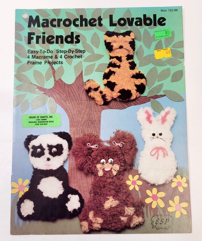 Macrochet Lovable Friends 4 Macrame 4 Crochet Frame Projects Book Bunny Panda