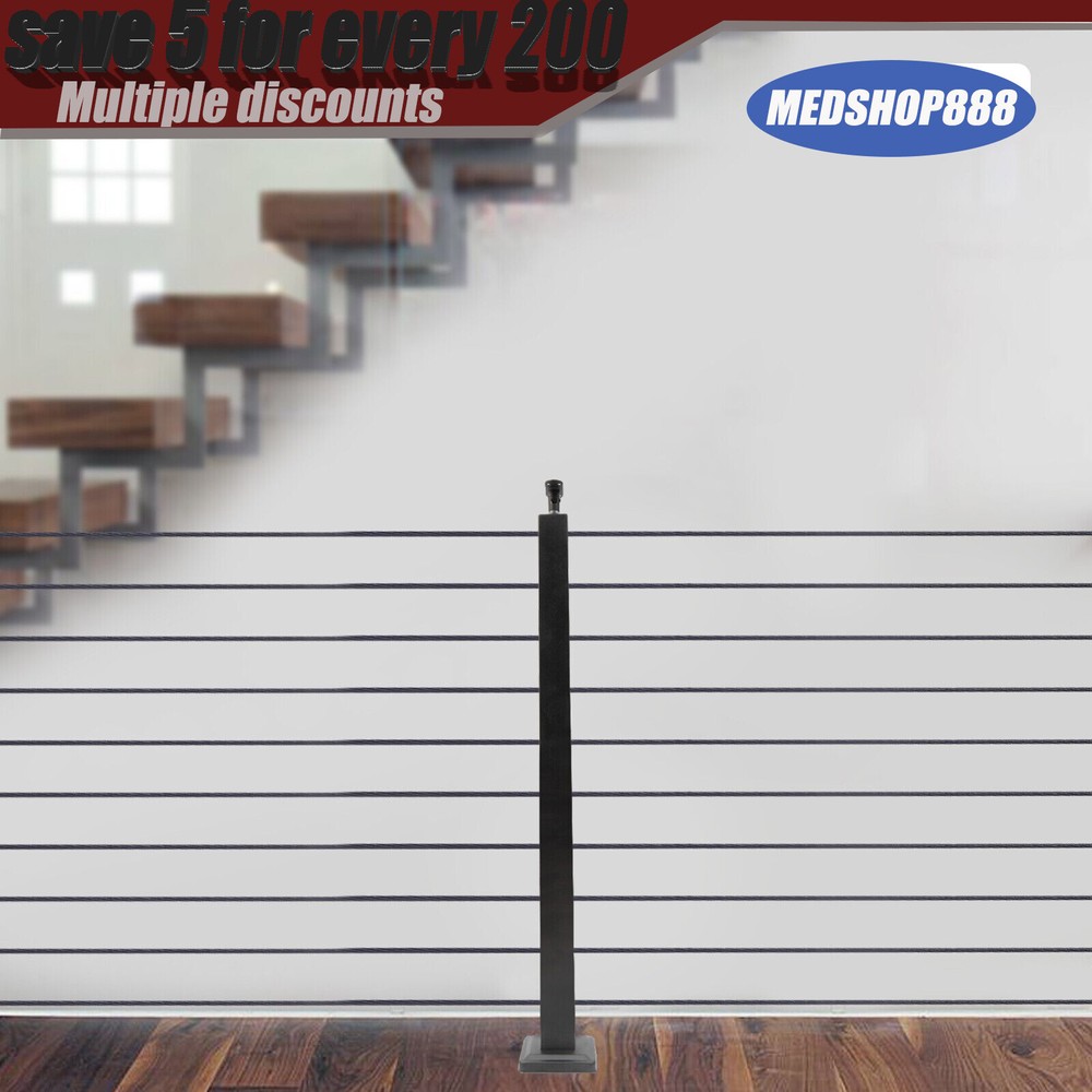 4PCS Cable Railing Posts Corner Post 36"x2"x2" Stainless Steel Pre-drilled Posts