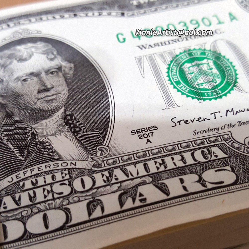 5x Uncirculated $2 Two Dollar Bills Consecutive 2017 10th Birthday Anniversary