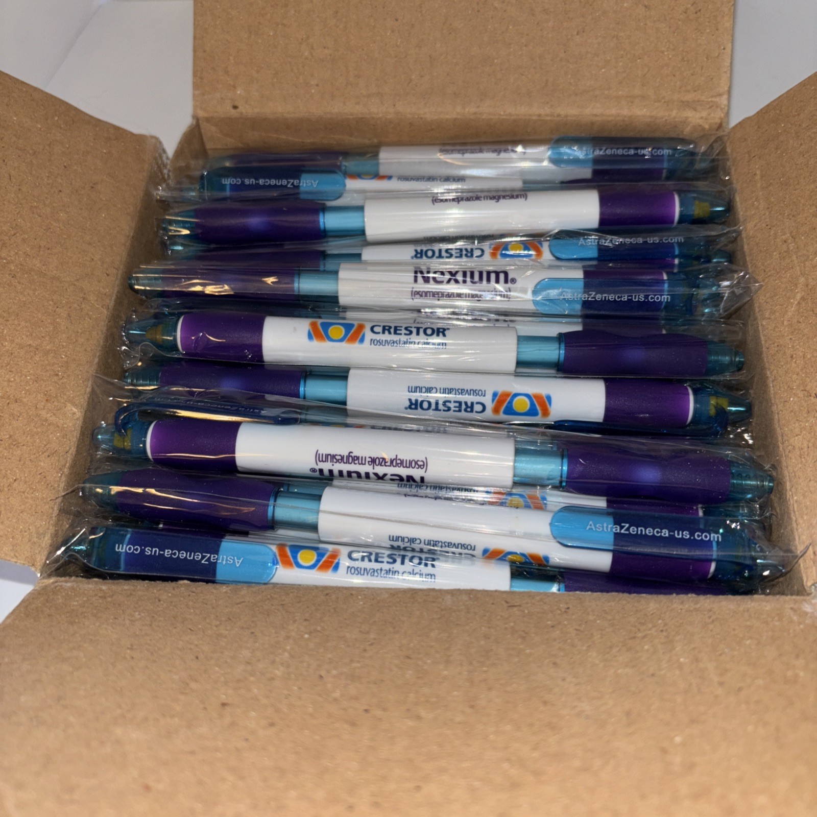 Crestor Nexium Drug Rep Collectible Pens W/ Highlighter RARE Ind Wrapped Box 50