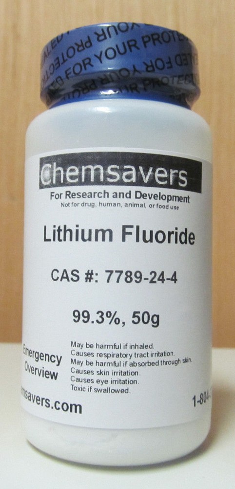 Lithium Fluoride, 99.3%, Certified, 50g