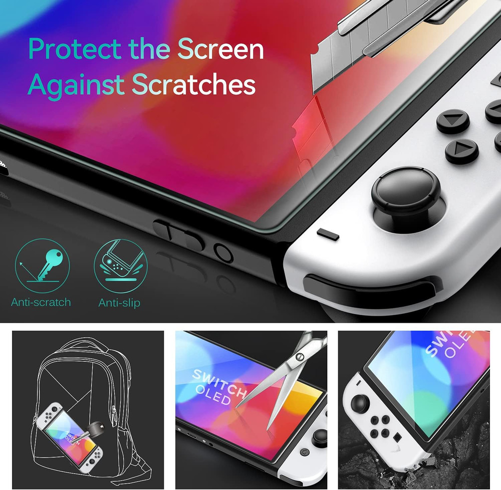4-Pack Tempered Glass Screen Protector Designed for Nintendo Switch OLED Model 2