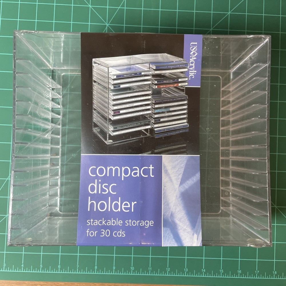 NEW Acrylic CD Holder 30 Disc Storage Tower Desktop Stackable Made In USA