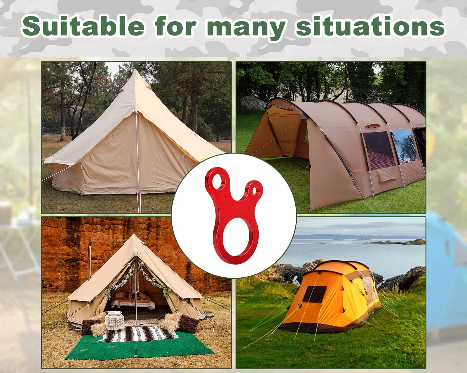 Aluminum Guyline Tensioner 20 Pieces Rope Tensioner for Outdoor Tent Camping