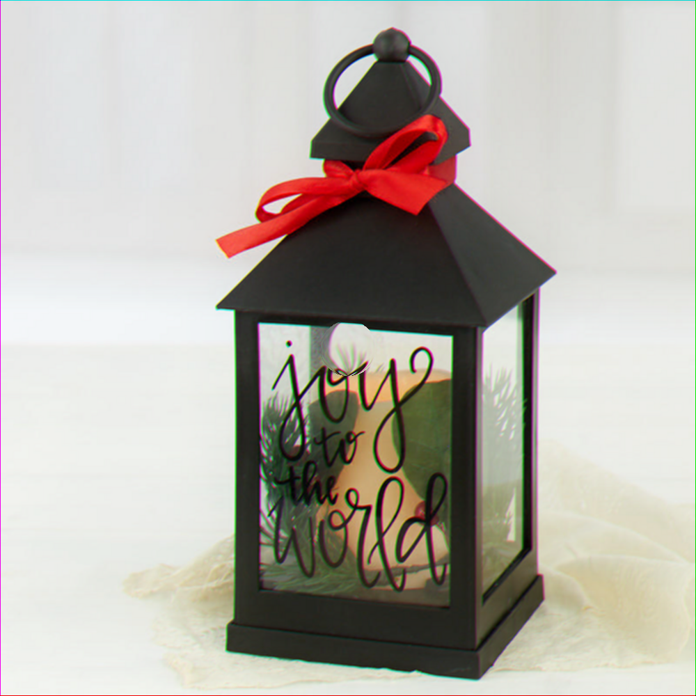 Glamorous Glow Black Lantern with LED Candle