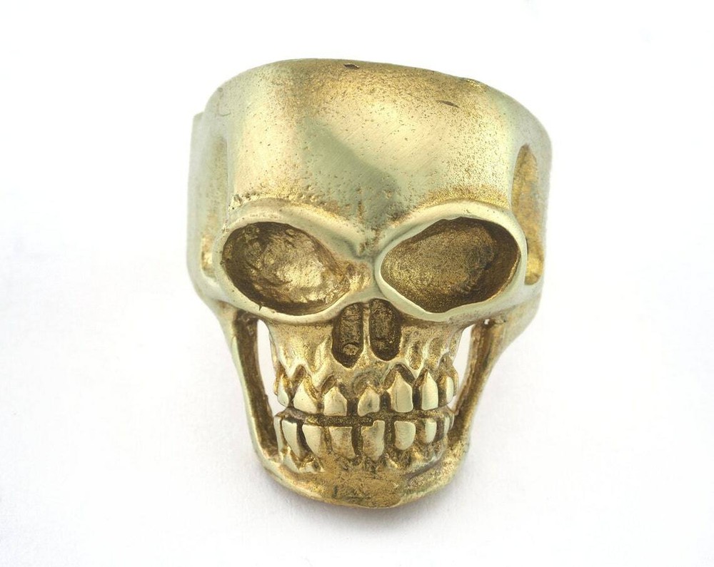 Skull Ring Adjustable Ring Raw Brass (19mm 9US inner size) 3265