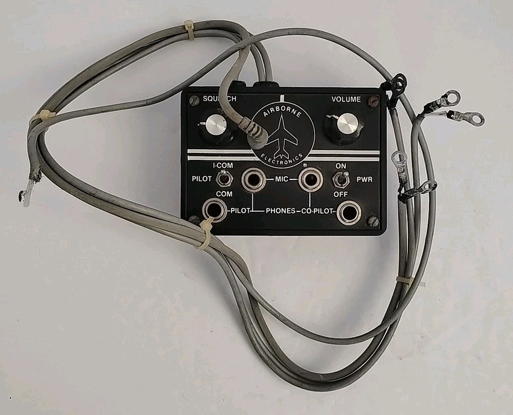 Airborne Electronics Aviation Pilot Copilot Intercom Jack Box Manual PTT Switch