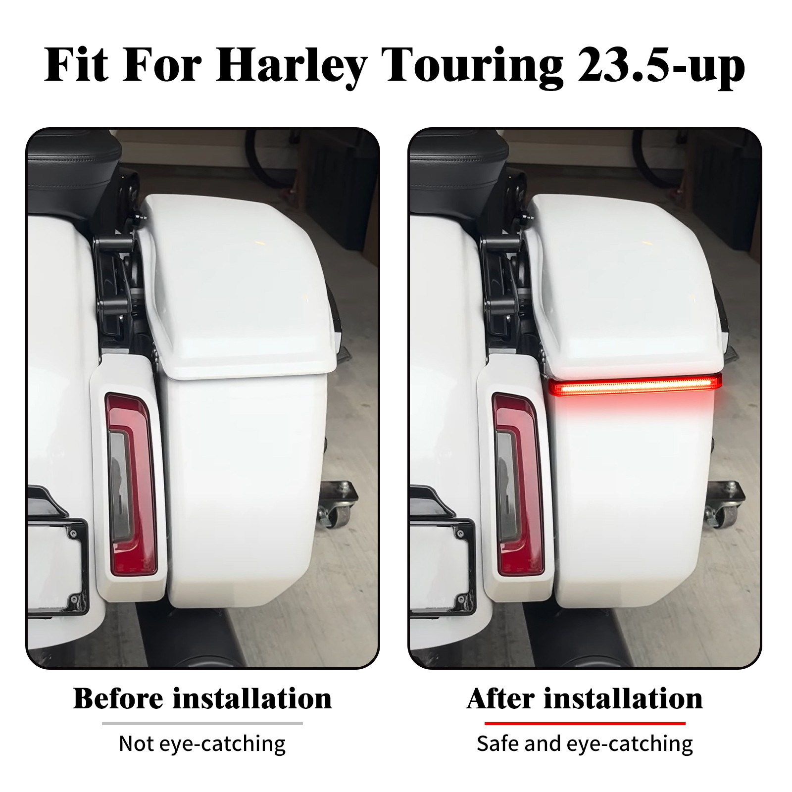 Saddlebag LED Run Brake Tail Lights Smoke Lens For Harley Touring FLHT 2024-2025