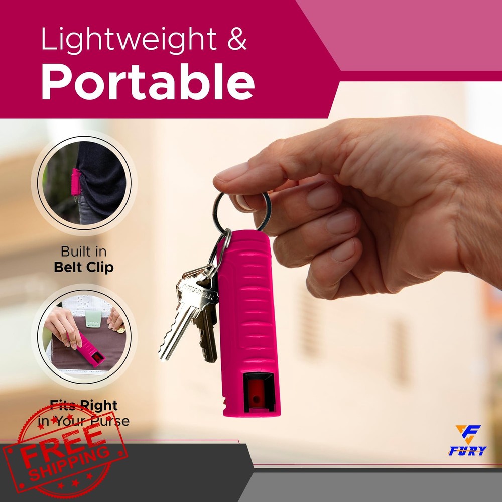 FURY Hardshell Pepper Spray Max Strength 12ft Range UV Dye