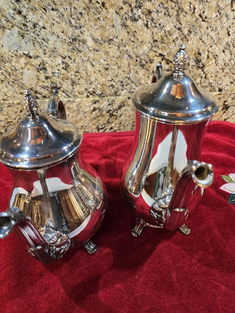 5-pc set Wallace Baroque silver plate tea set and coffee service