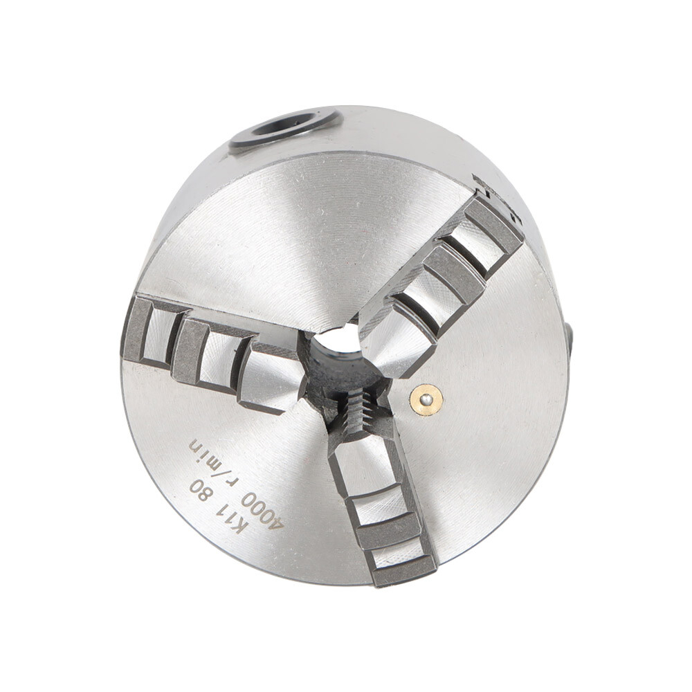 Lathe Chuck K11-80 3 Inch 3-Jaw Self-Centering Design 80mm Steel Grinding Jaw