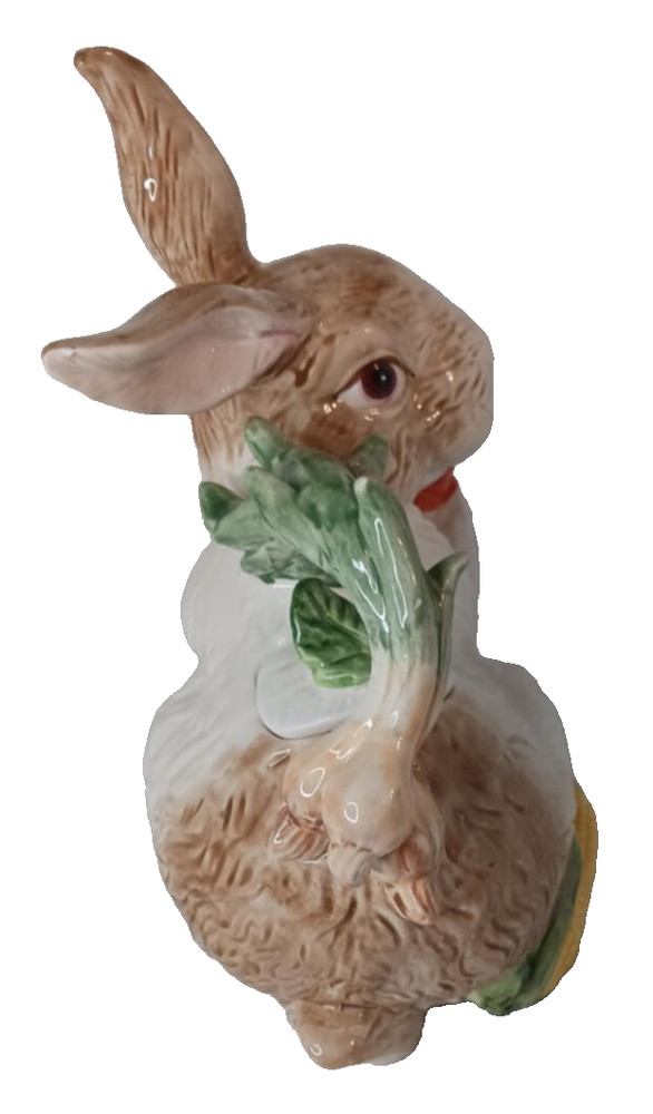 New Decorative Bunny & Vegetable Ceramic Teapot - Tiny Lid & Small Spout