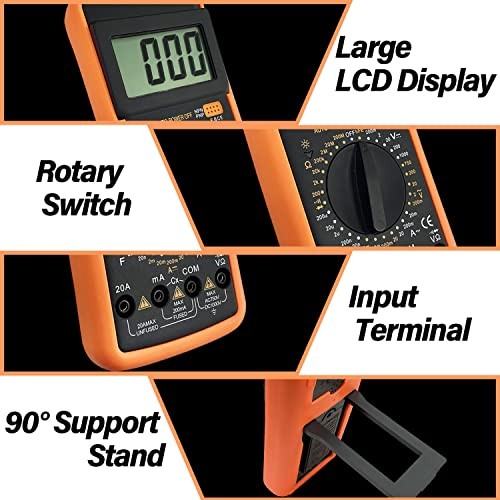 Digital Multimeter AC DC Voltmeter Ohm Volt Amp Tester Resistance Capacitance