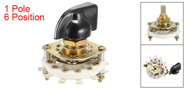 1P6T 1 Pole 6 Position 1-Deck Band Channel Rotary Switch Selector with Knob