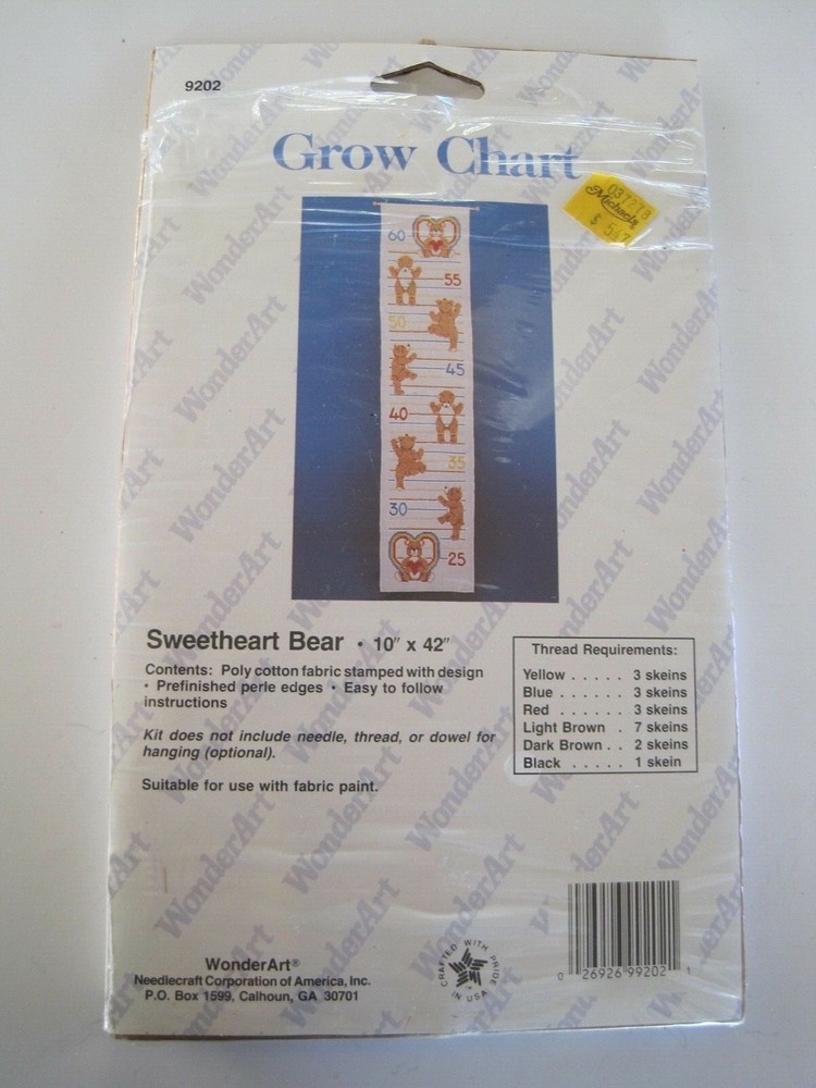 Grow Chart Sweetheart Bear Stamped Cross Stitch