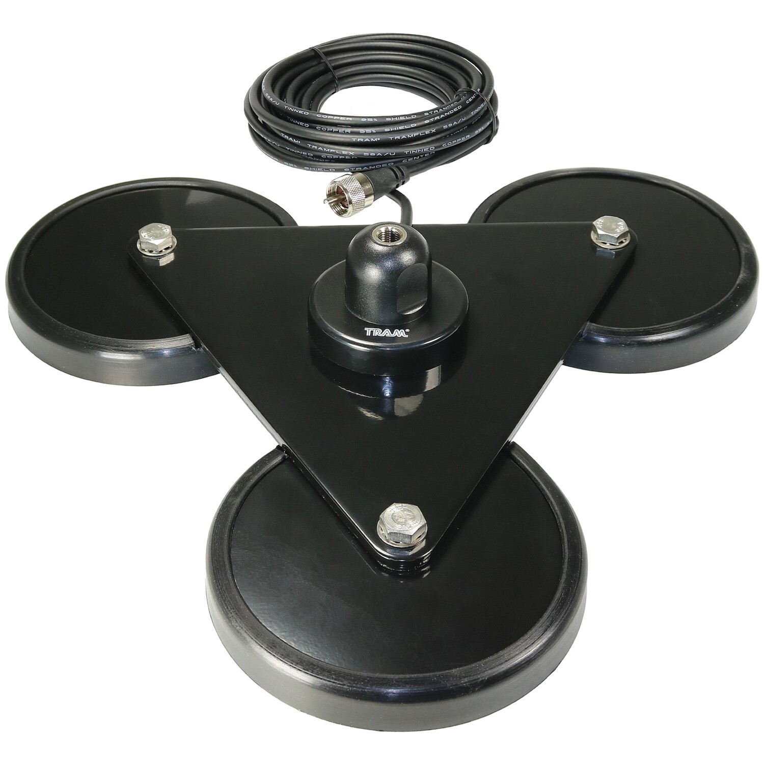 TRAM 269 5-Inch Tri-Magnet CB Antenna Mount with Rubber Boots and 18-Foot...
