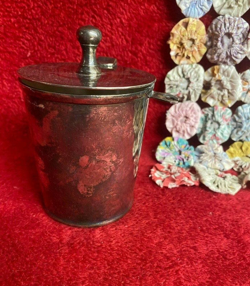 Vtg Silverplate Sugarbowl with Attached Lid by Restoration Hardware India