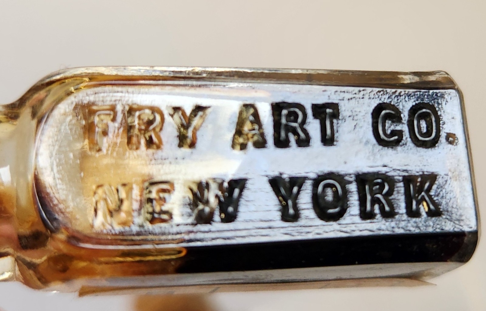 Antique The FRY ART CO New York Embossed Bottles With Labels Liquid Lustres